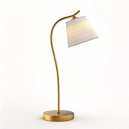 Modern Desk Lamp Adjustable Gooseneck Metal Base with Soft Fabric Shade and LED Bulb for Home Office Lighting