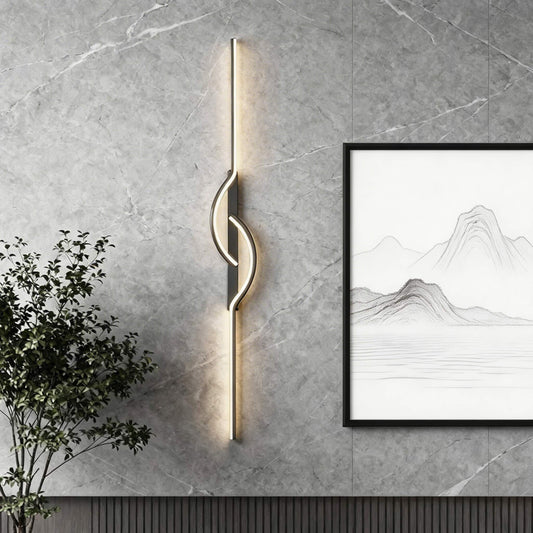 Linear Black Aluminium Wall Sconce Adjustable LED Strip
