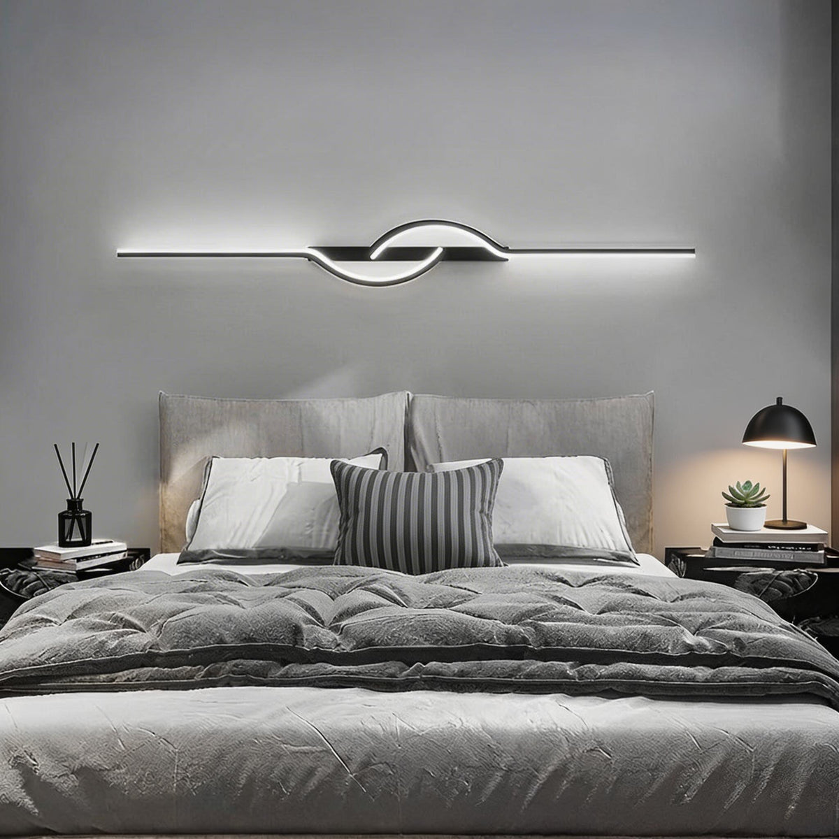 Linear Black Aluminium Wall Sconce Adjustable LED Strip