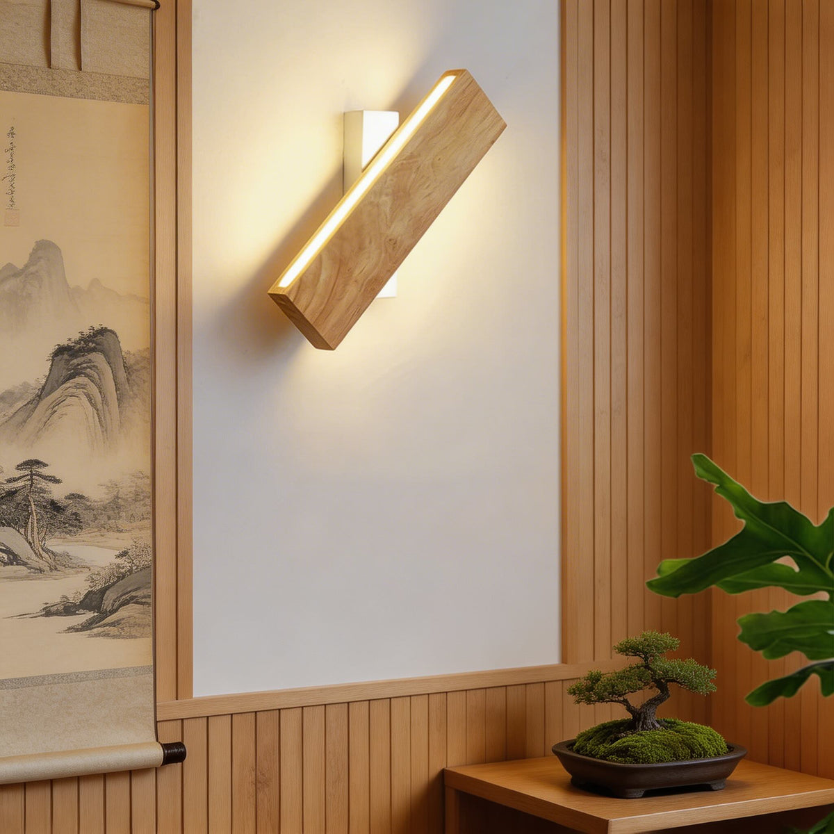 Minimalist Wood Wall Light Adjustable LED Sconce