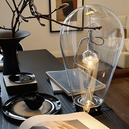 Modern Glass Desk Lamp Adjustable Brightness Touch Dimming Iron Base LED Bulb Included