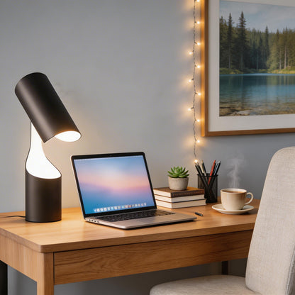 Modern Adjustable Desk Lamp Metal Black Finish Energy Efficient LED for Home Office