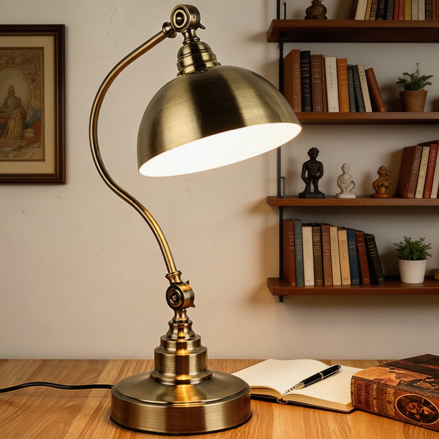 Vintage Industrial Desk Lamp Adjustable Gooseneck Iron LED Light for Home Office