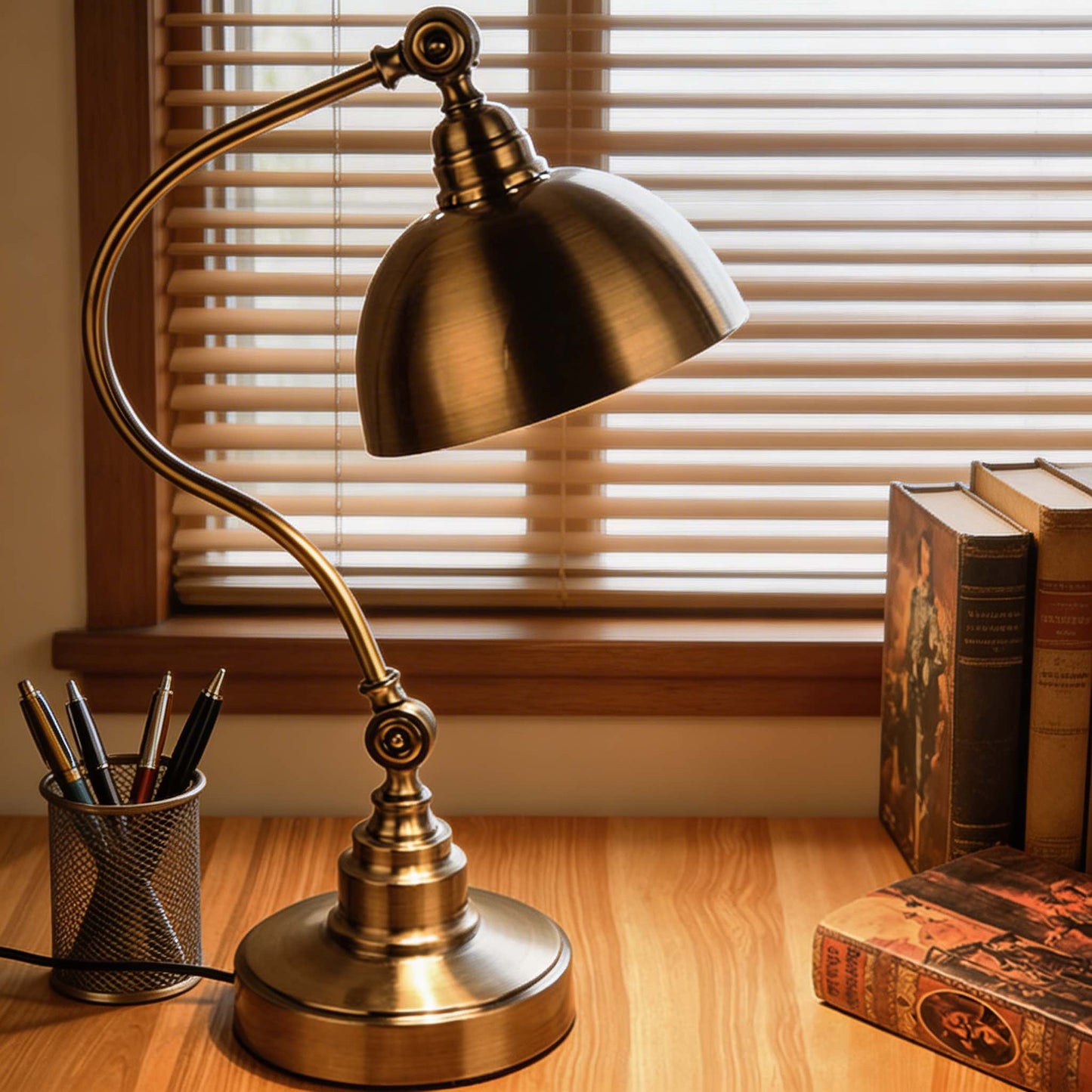 Vintage Industrial Desk Lamp Adjustable Gooseneck Iron LED Light for Home Office