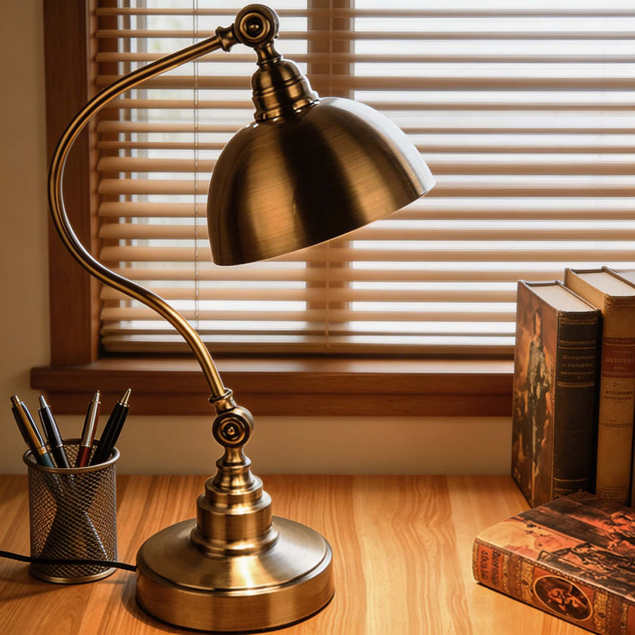 Vintage Industrial Desk Lamp Adjustable Gooseneck Iron LED Light for Home Office