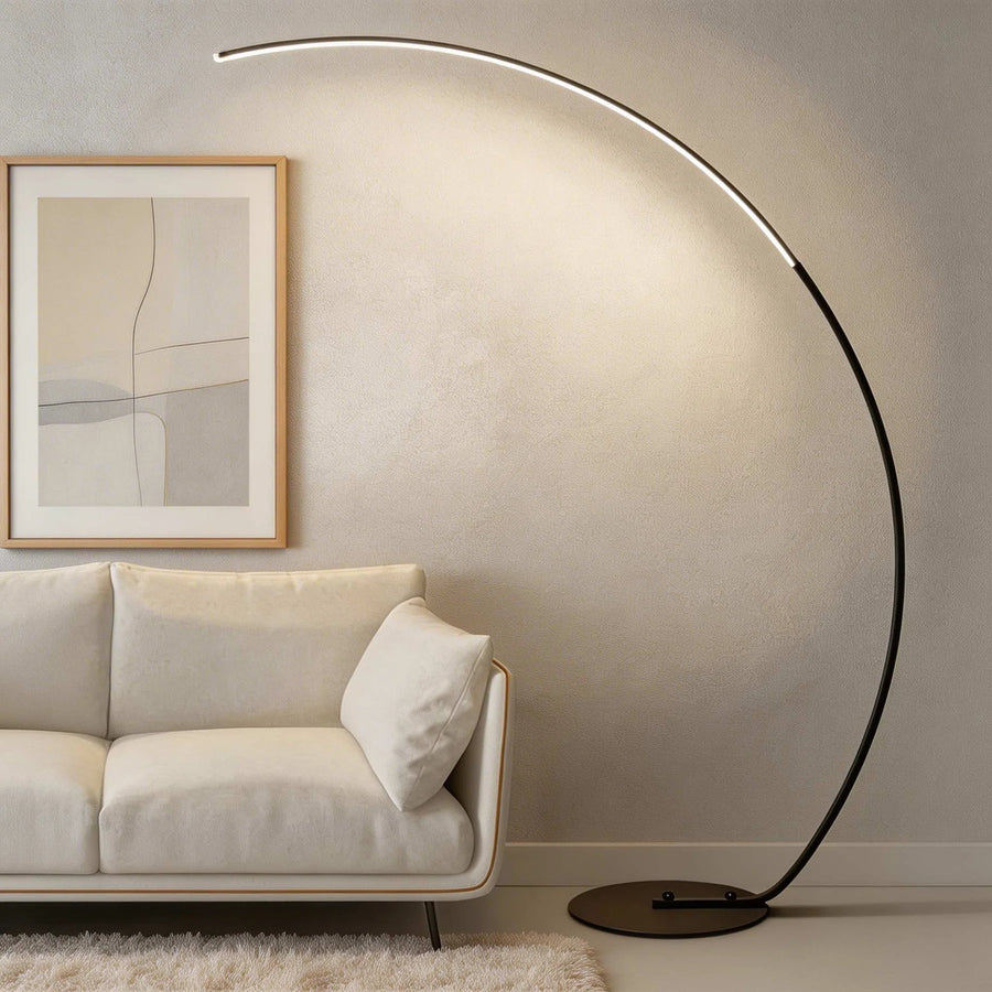 Nordic LED Corner Floor Lamp Black White Dimmable Remote Living Room Bedroom Standing Light