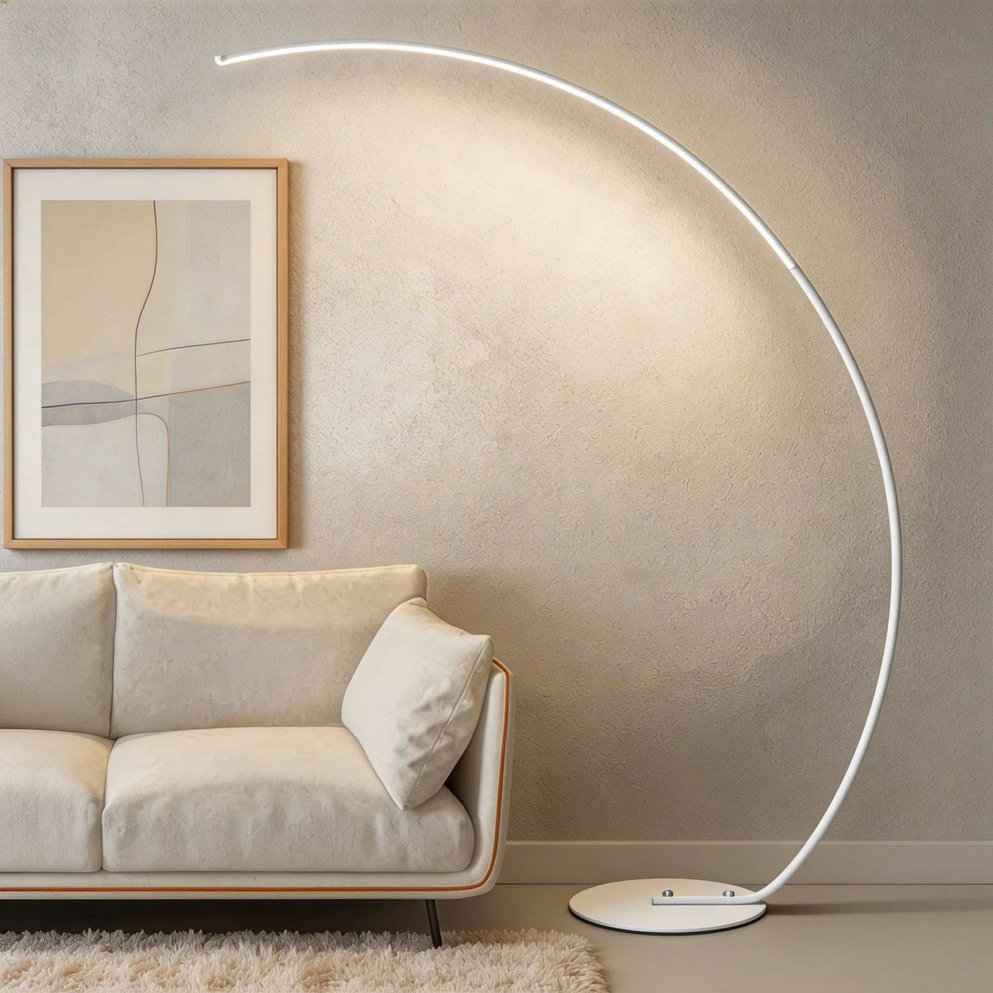 Nordic LED Corner Floor Lamp Black White Dimmable Remote Living Room Bedroom Standing Light