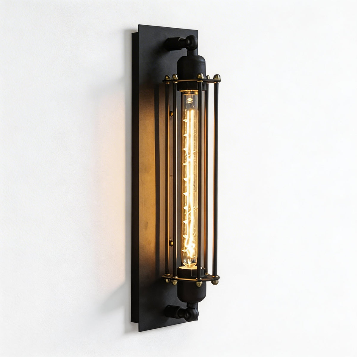 Industrial Wall Sconce Wall Mounted Black Iron LED Compatible Warm White Lighting