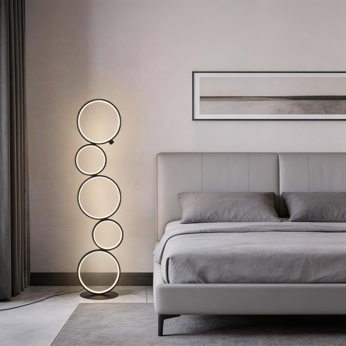 Circle Design LED Floor Lamp Iron Adjustable Ambient