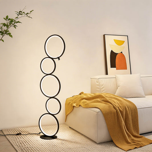 Circle Design LED Floor Lamp Iron Adjustable Ambient