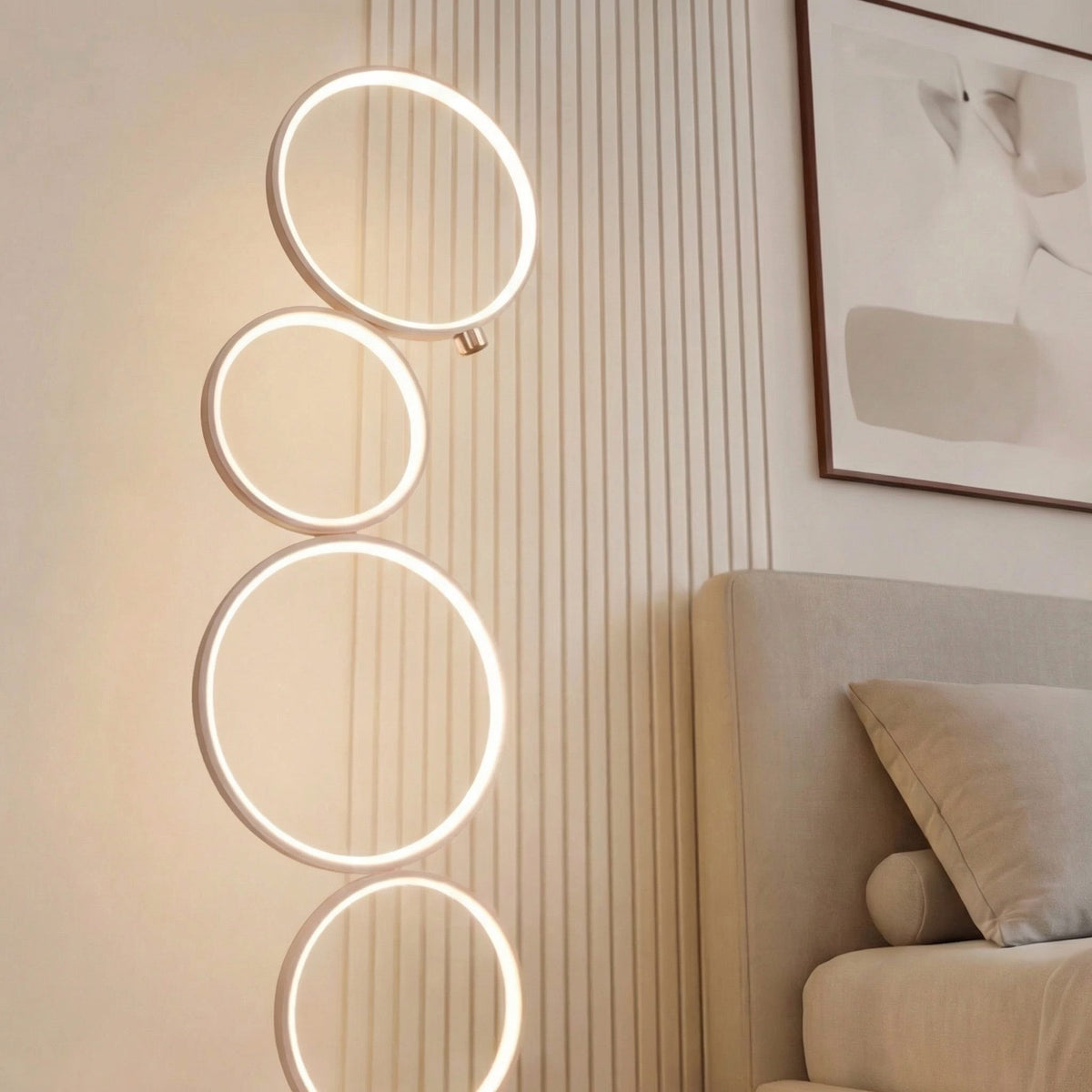 Circle Design LED Floor Lamp Iron Adjustable Ambient