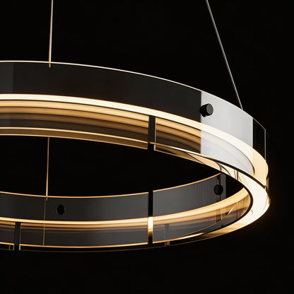 Black Aluminium LED Ring Chandelier Dimmable