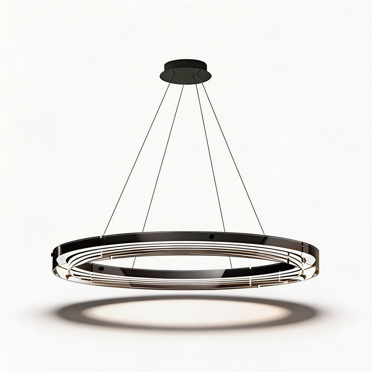 Black Aluminium LED Ring Chandelier Dimmable