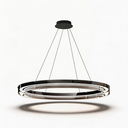 Black Aluminium LED Ring Chandelier Dimmable