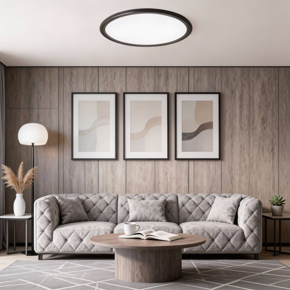 Round Ultra-Slim LED Flush Mount Ceiling Light 72W Dimmable White or Black