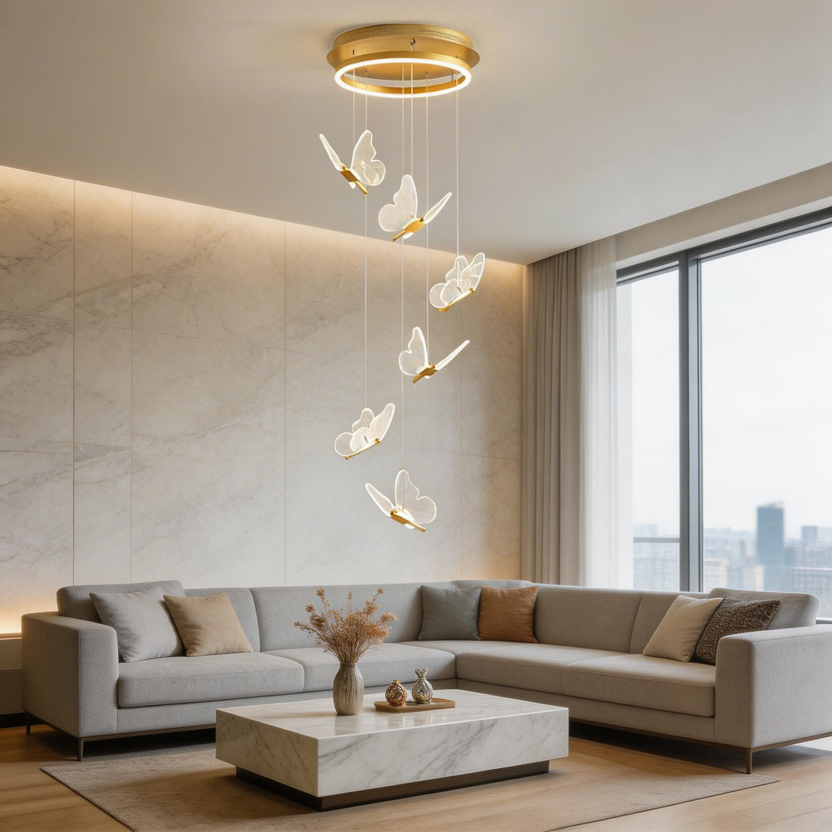 Metal & Acrylic Flush Mount Ceiling Light Adjustable LED Staircase