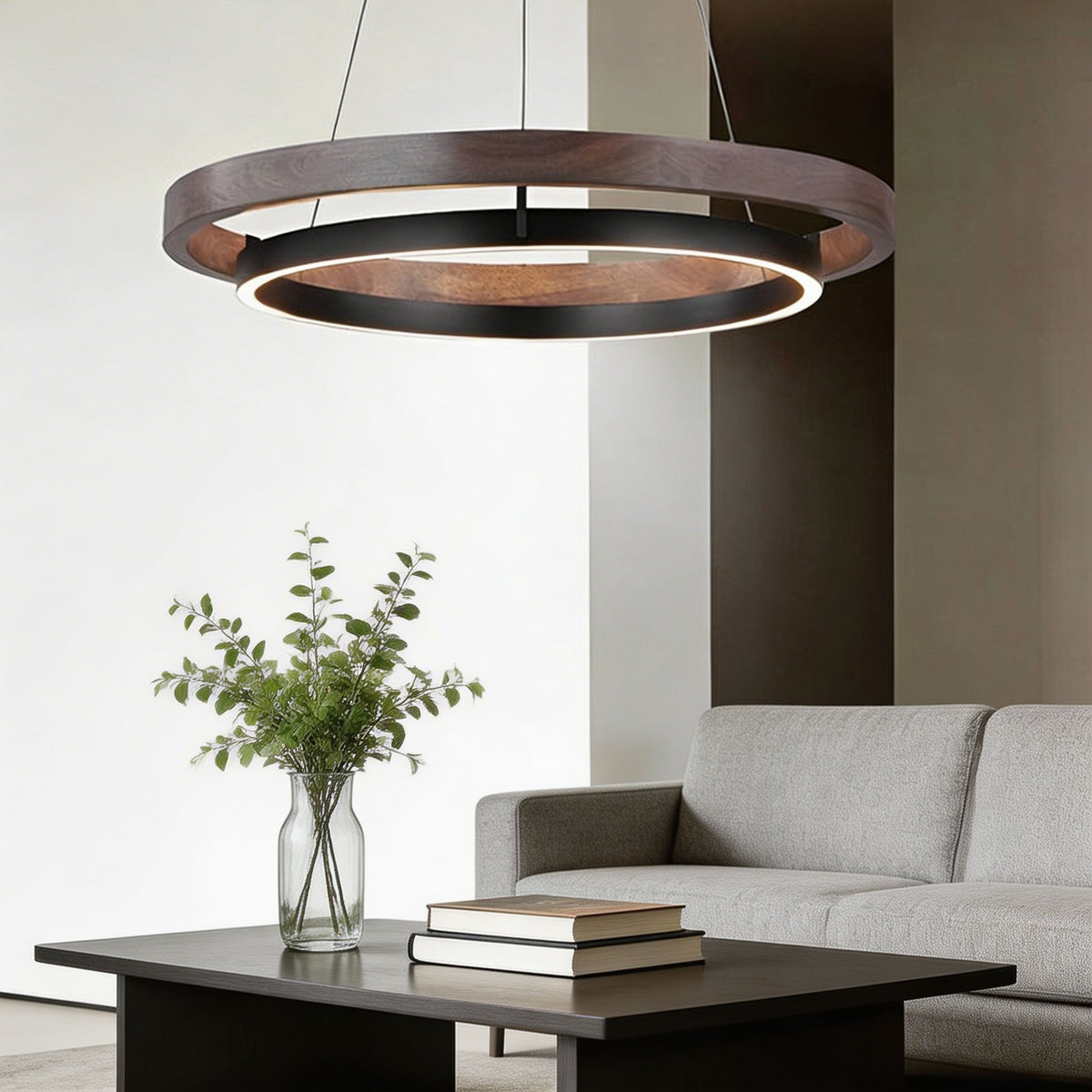 Black Iron Acrylic Pendant Light Tri-Colour LED Adjustable
