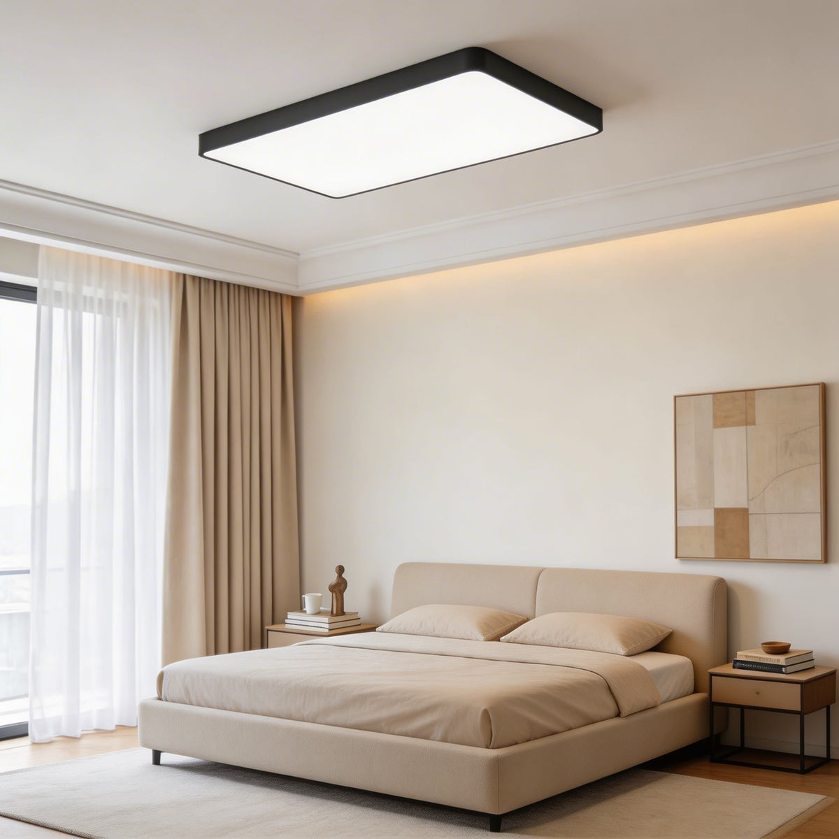 Square Sealed LED Flush Mount Ceiling Light Dimmable Remote 5 Colours