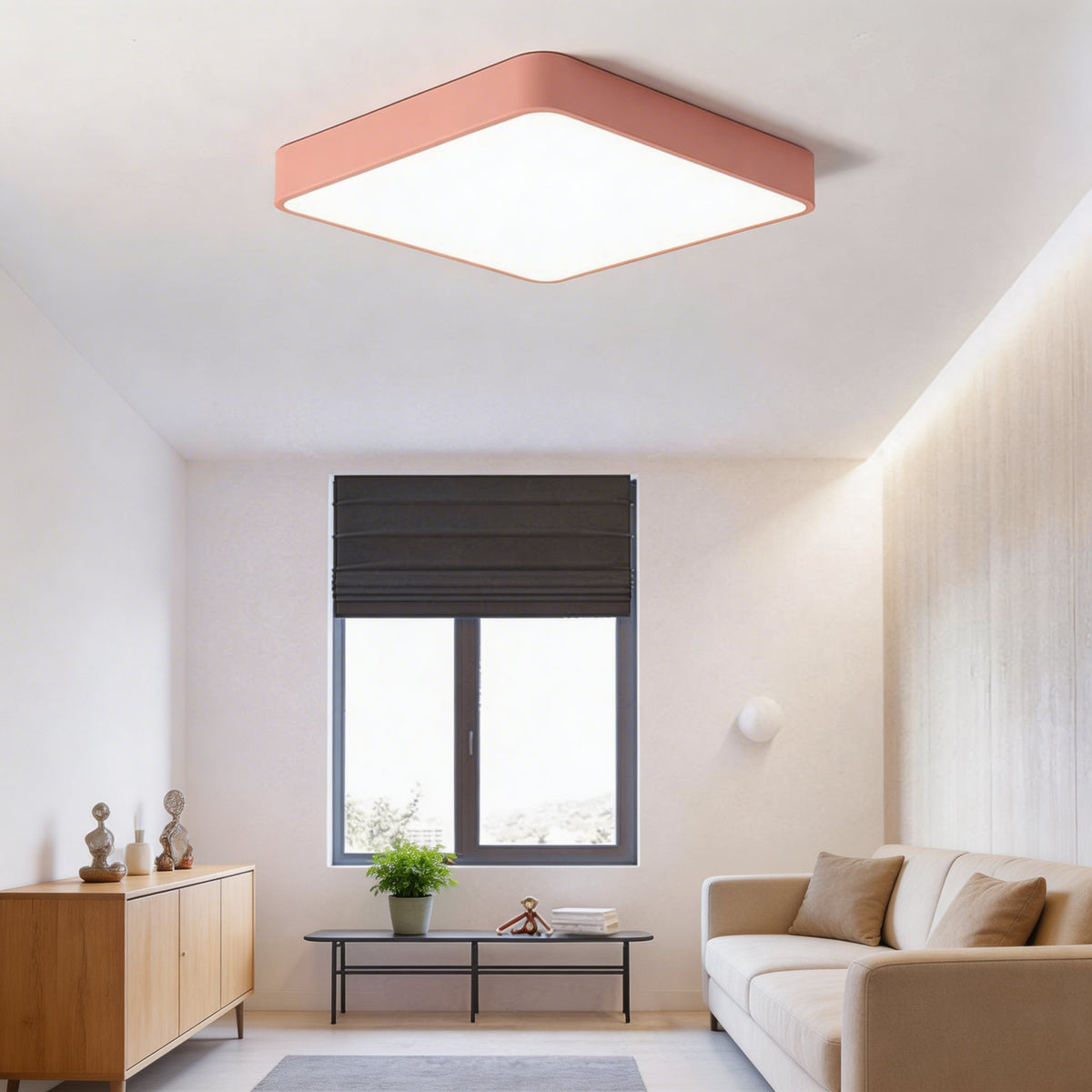 Square Sealed LED Flush Mount Ceiling Light Dimmable Remote 5 Colours
