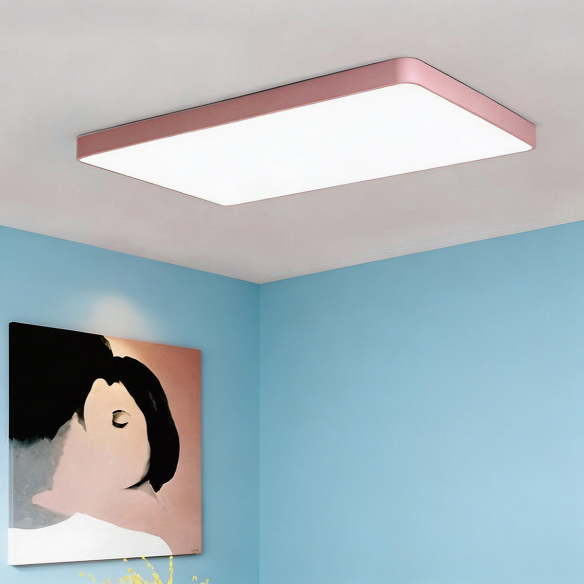 Square Sealed LED Flush Mount Ceiling Light Dimmable Remote 5 Colours