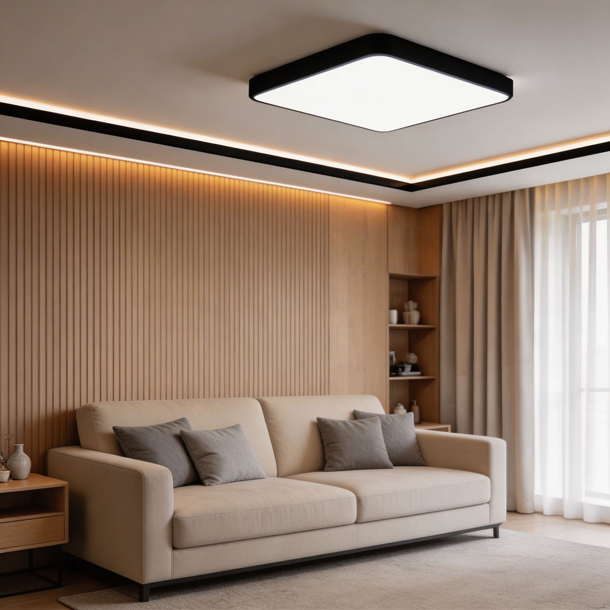 Square Sealed LED Flush Mount Ceiling Light Dimmable Remote 5 Colours