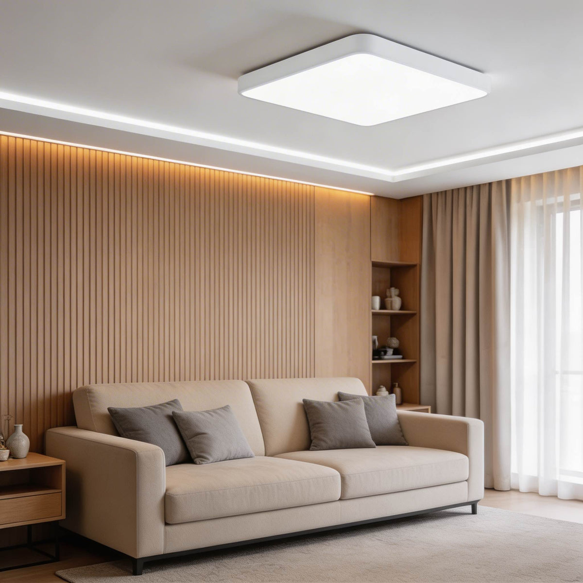 Square Sealed LED Flush Mount Ceiling Light Dimmable Remote 5 Colours