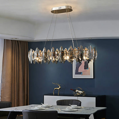 Round K9 Crystal Chandelier Adjustable Iron LED