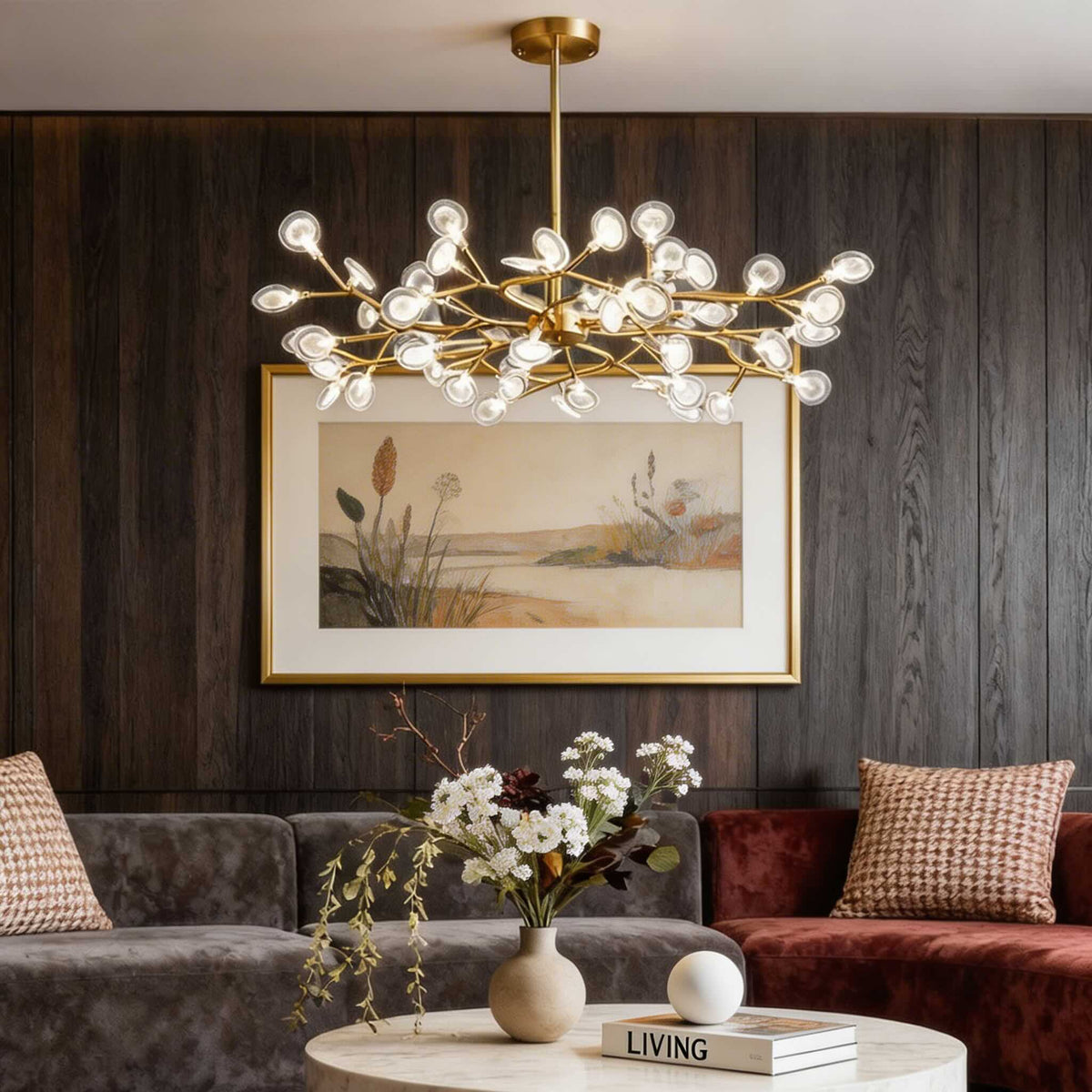 Metal Cluster Pendant Light 27-Light LED Adjustable Hanging
