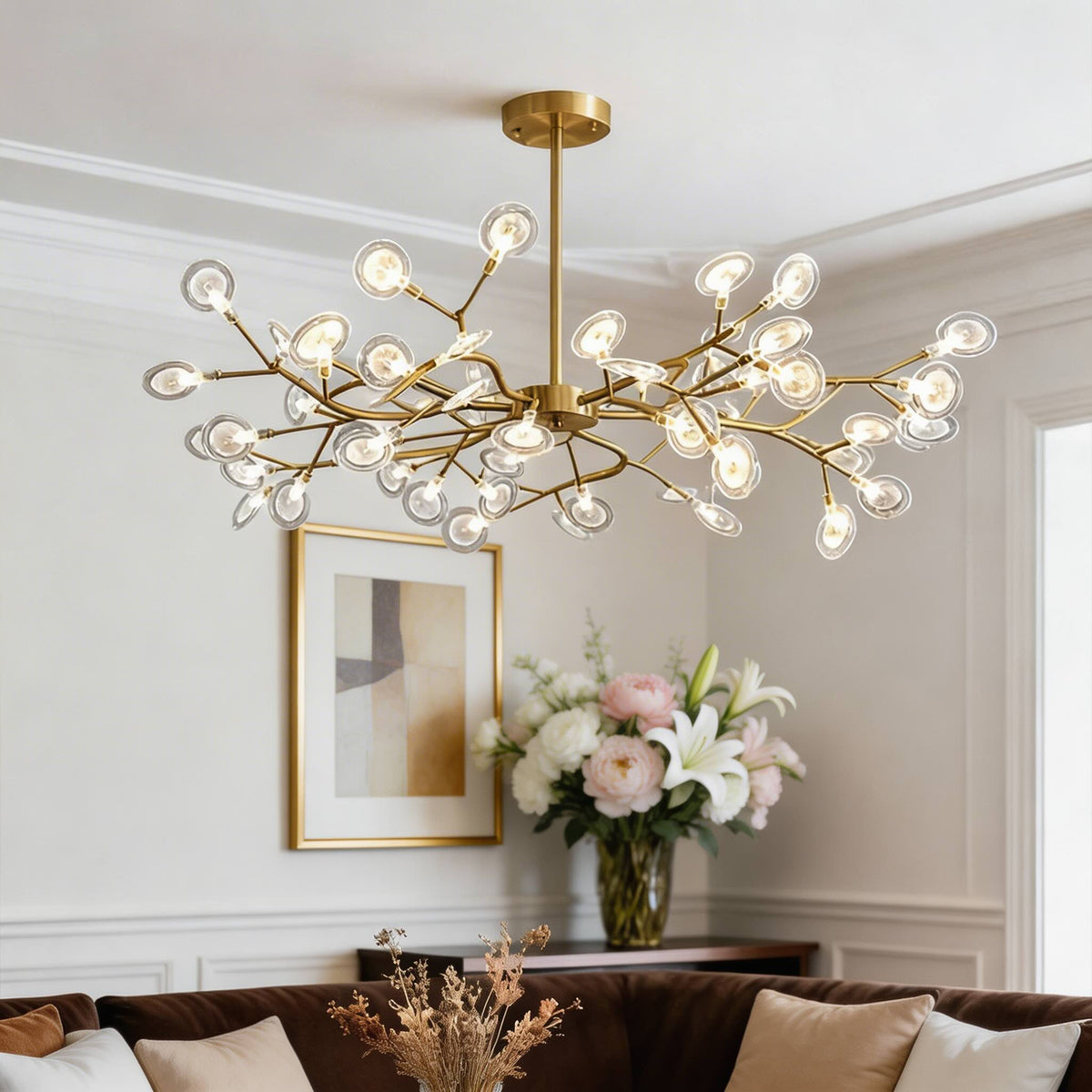 Metal Cluster Pendant Light 27-Light LED Adjustable Hanging