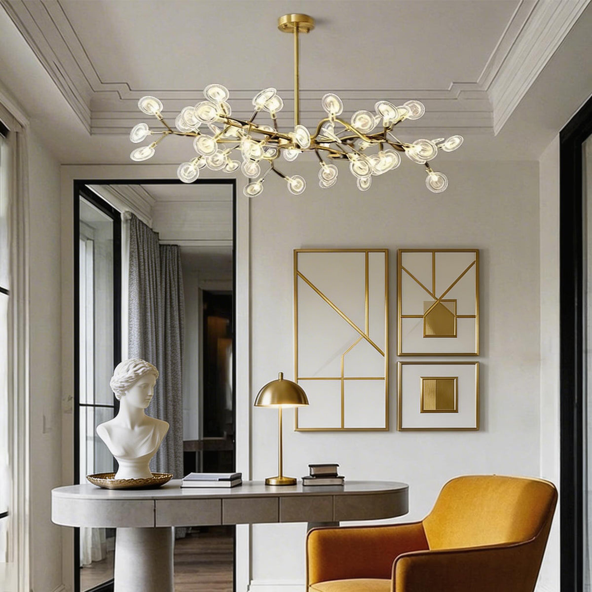 Metal Cluster Pendant Light 27-Light LED Adjustable Hanging