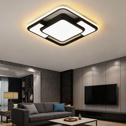 3D Geometric Square LED Flush Mount Ceiling Light Iron Acrylic Dimmable Remote