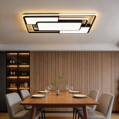 3D Geometric Square LED Flush Mount Ceiling Light Iron Acrylic Dimmable Remote