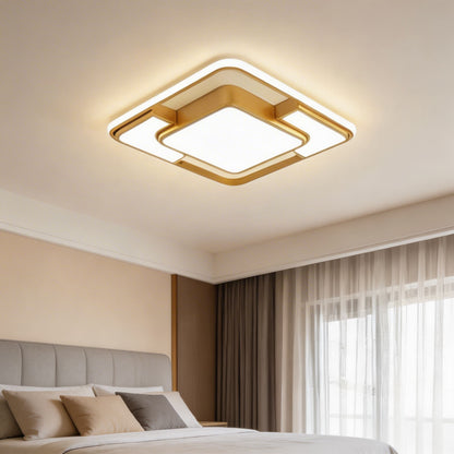 3D Geometric Square LED Flush Mount Ceiling Light Iron Acrylic Dimmable Remote