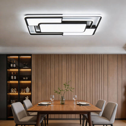 3D Geometric Square LED Flush Mount Ceiling Light Iron Acrylic Dimmable Remote