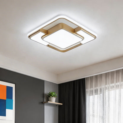 3D Geometric Square LED Flush Mount Ceiling Light Iron Acrylic Dimmable Remote