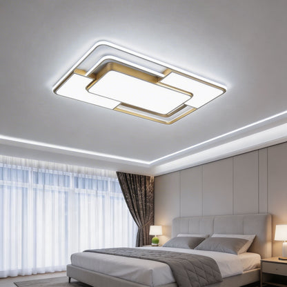 3D Geometric Square LED Flush Mount Ceiling Light Iron Acrylic Dimmable Remote