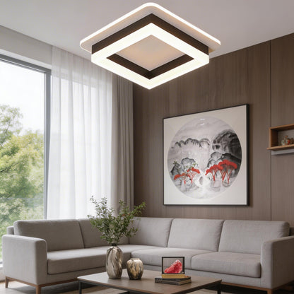 Modern Square Flush Mount Ceiling Light Fixture Metal Acrylic LED Design for Indoor Spaces
