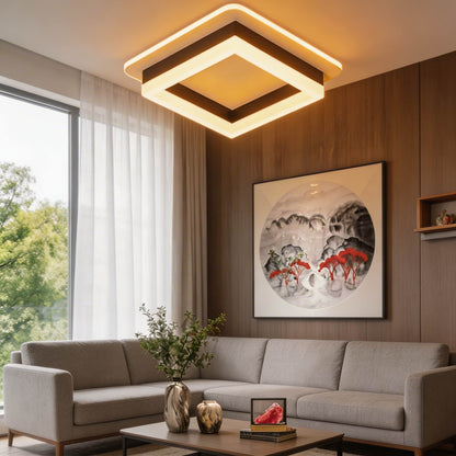 Modern Square Flush Mount Ceiling Light Fixture Metal Acrylic LED Design for Indoor Spaces