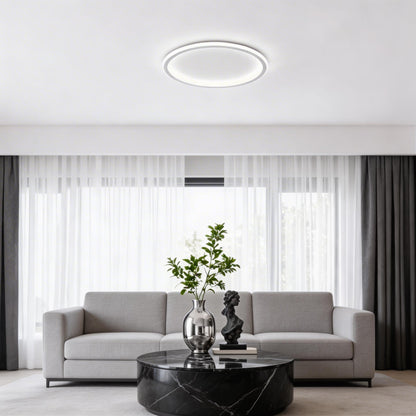 Round Slim LED Flush Mount Ceiling Light 28W Dimmable Remote Black or White