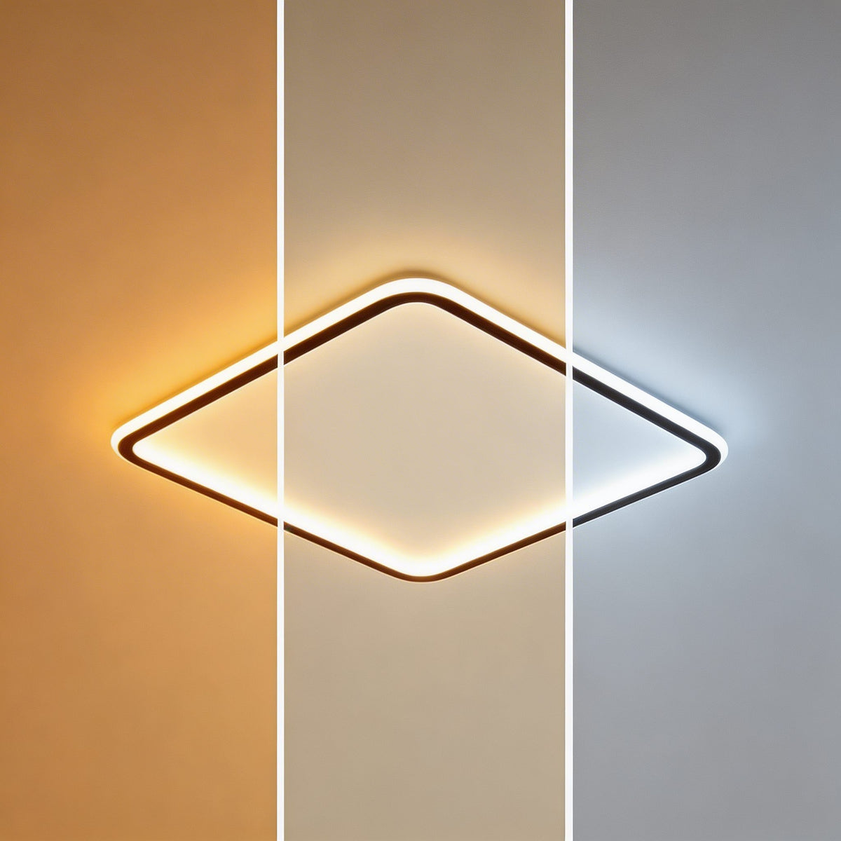 Square Edge-Lit LED Flush Mount Ceiling Light 100W Dimmable Black or White