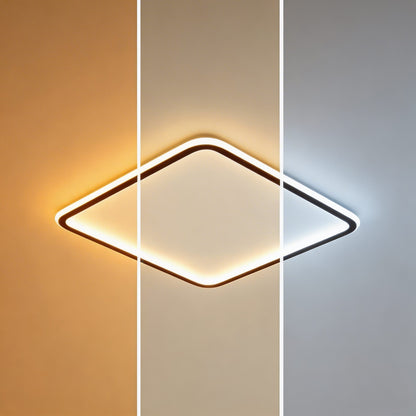 Square Edge-Lit LED Flush Mount Ceiling Light 100W Dimmable Black or White