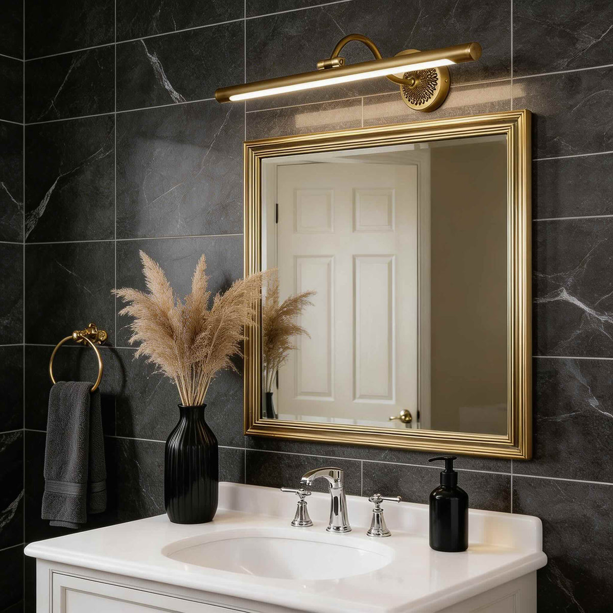 H65 Copper LED Vanity Light Bar 240° Rotating 46–76cm Acrylic Shade