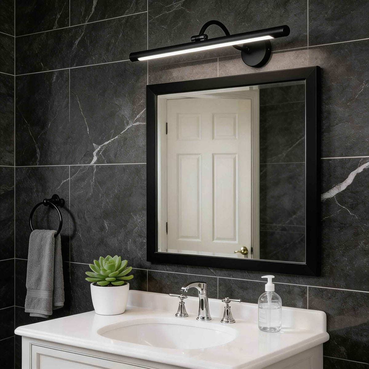 H65 Copper LED Vanity Light Bar 240° Rotating 46–76cm Acrylic Shade
