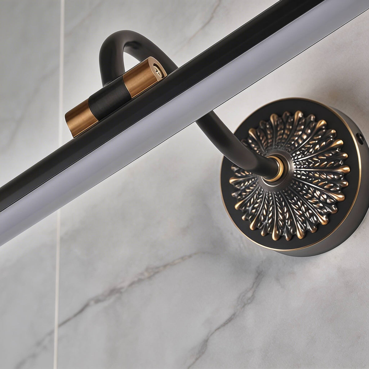 H65 Copper LED Vanity Light Bar 240° Rotating 46–76cm Acrylic Shade