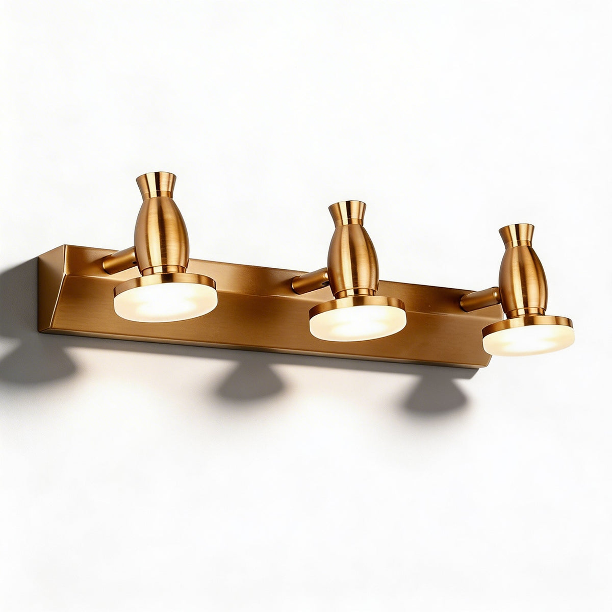 Polished Gold LED Vanity Light 3-Light & 4-Light 180° Adjustable Heads