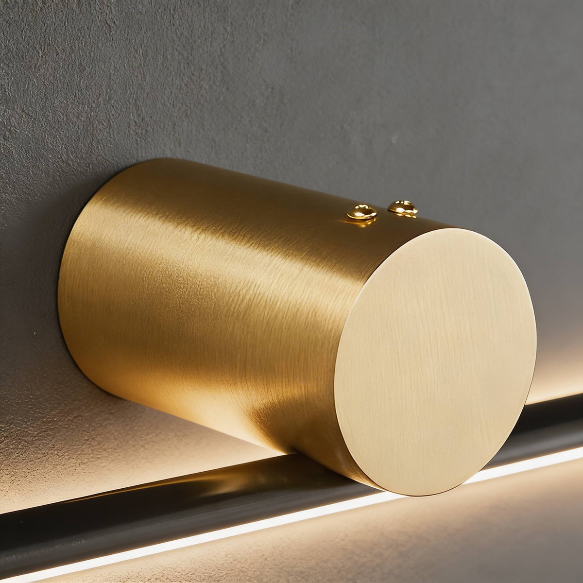 Cylinder Copper LED Vanity Light Bar Gold & Black 40–100cm 3-Step Dimming