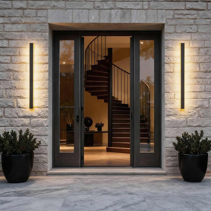 Black Modern Outdoor Wall Light Linear Design Wall Mounted Iron LED Dimmable Waterproof for Porch