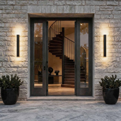 Black Modern Outdoor Wall Light Linear Design Wall Mounted Iron LED Dimmable Waterproof for Porch