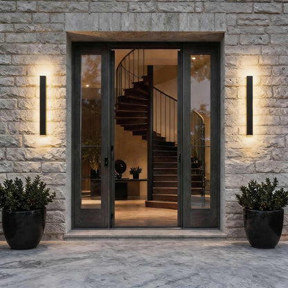 Black Modern Outdoor Wall Light Linear Design Wall Mounted Iron LED Dimmable Waterproof for Porch