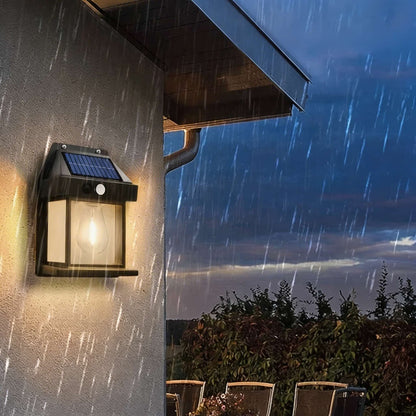 Solar Outdoor Wall Light Motion Sensor Waterproof ABS Fixture with Adjustable Modes for Garden Patio